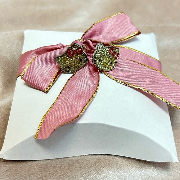 Official Sanrio Signed Hello Kitty Sparkly Stud Earrings  & Sanrio Stickers - Picture 3 of 7